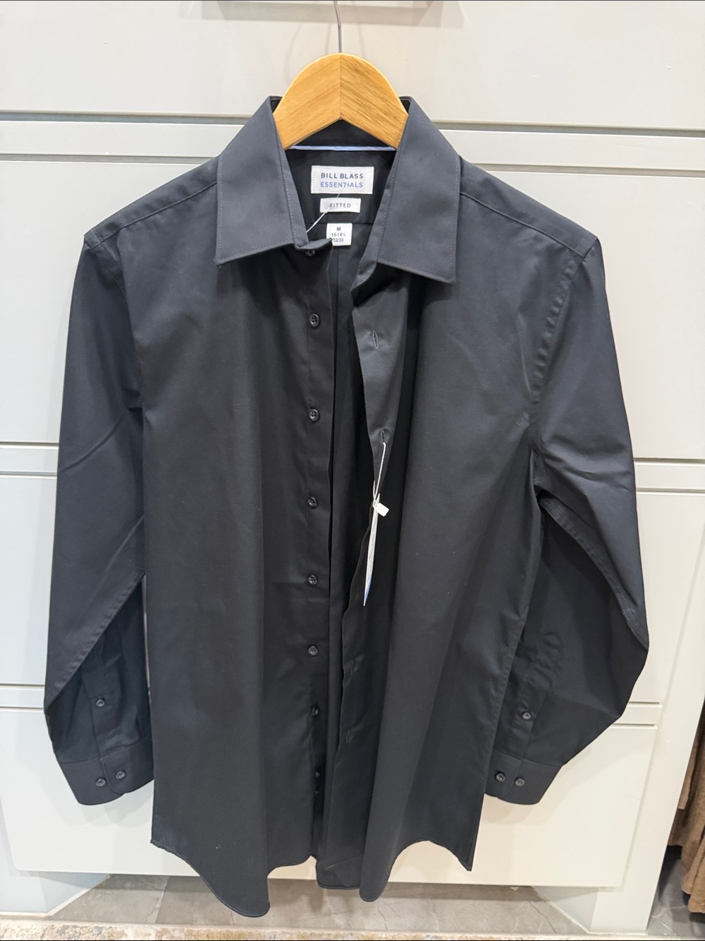 bill blass Men's Black Dress Shirt - Classic Point Collar